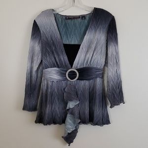 Simply French Gray & Black Dressy Top S - M